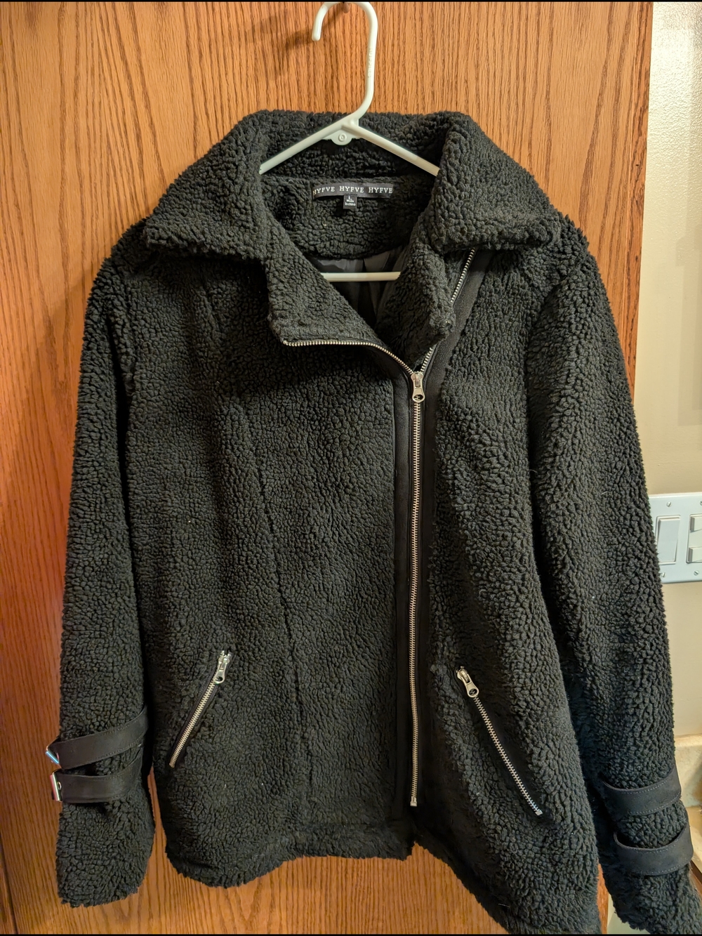 HYFVE Black Teddy Sherpa Moto Jacket